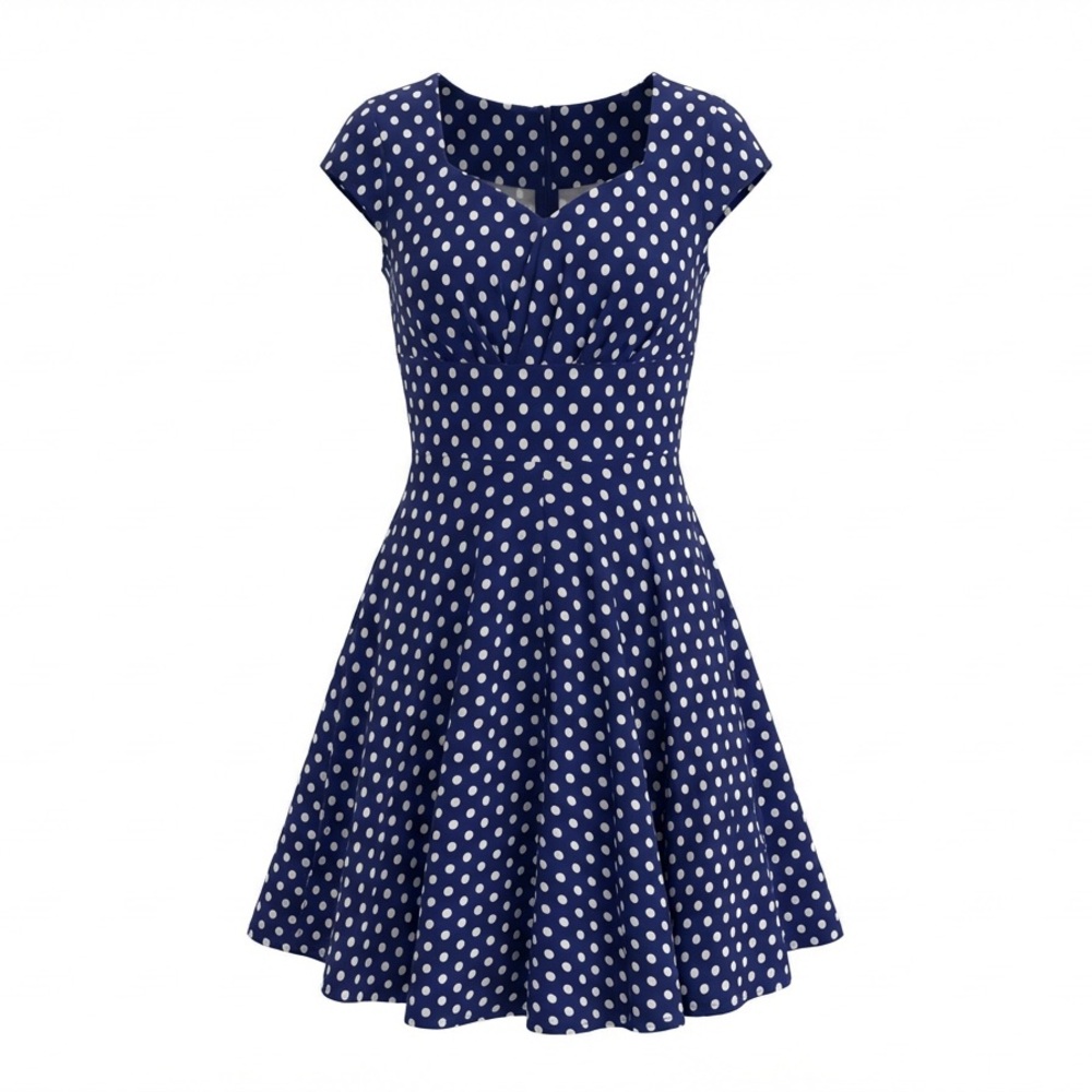 Gowntown Navy Blue Vintage style 1950s A-line Midi dress Women’s size L